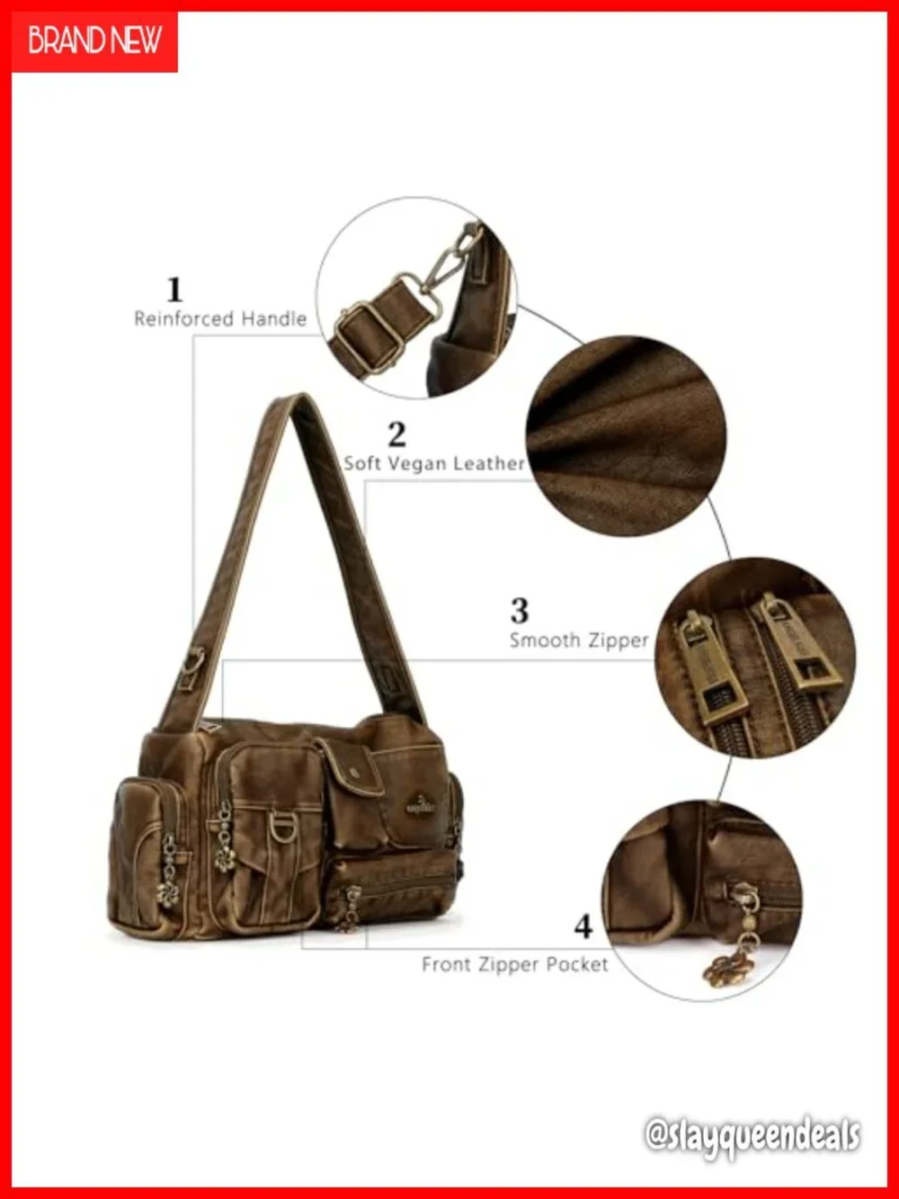 Vintage Hobo Shoulder Bag Crossbody with Adjustable Strap